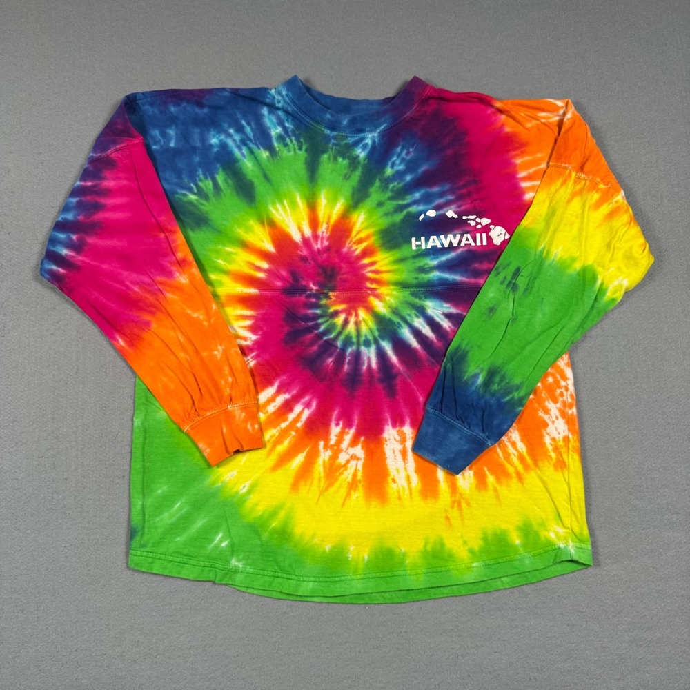 Exist Hawaii Spirit Jersey Shirt Small Rainbow Tie Dye Long Sleeve Oversized Tee